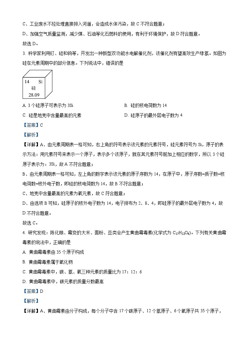 2024年安徽省六安市霍邱县中考模拟预测化学试题（原卷版+解析版）02