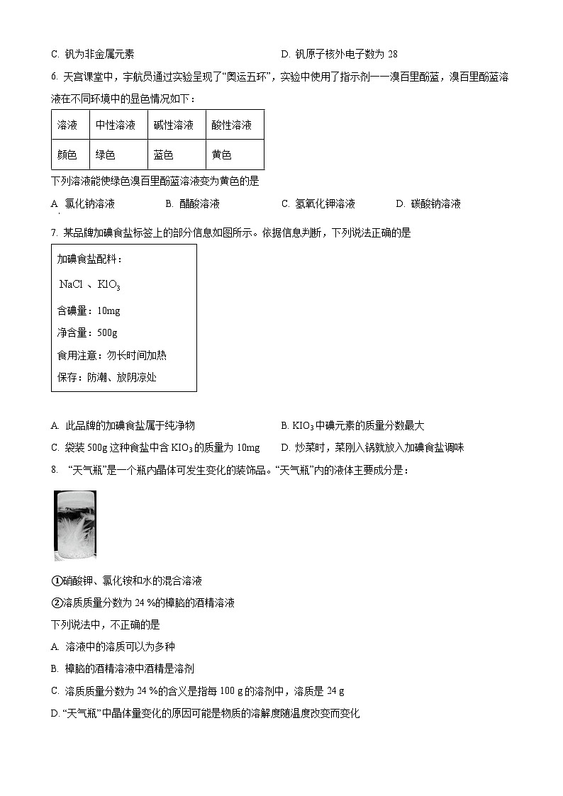 2024年四川省泸州市合江县九年级中考一模考试理科综合试题-初中化学（原卷版）第2页