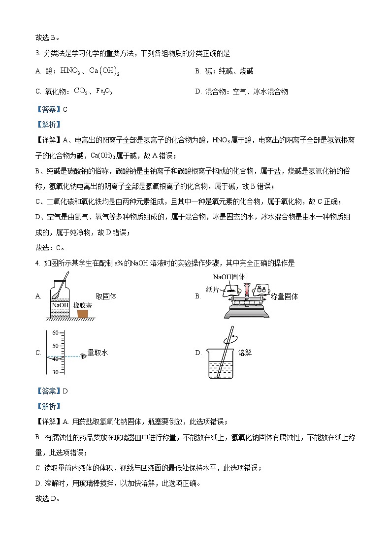 2024年江苏省连云港市赣榆区赣榆实验中学中考三模化学试题（解析版）第2页