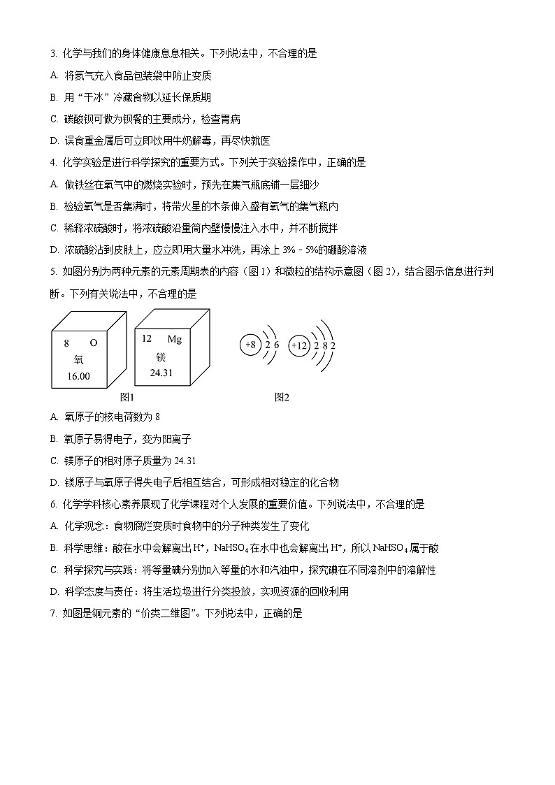 2024年山东省济南市高新区中考化学二模试卷（原卷版+解析版）02