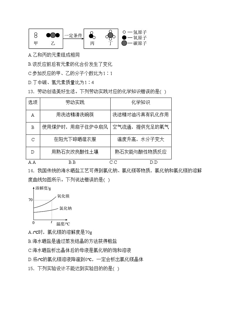 广东省汕尾市2024年中考一模化学试卷(含答案)03