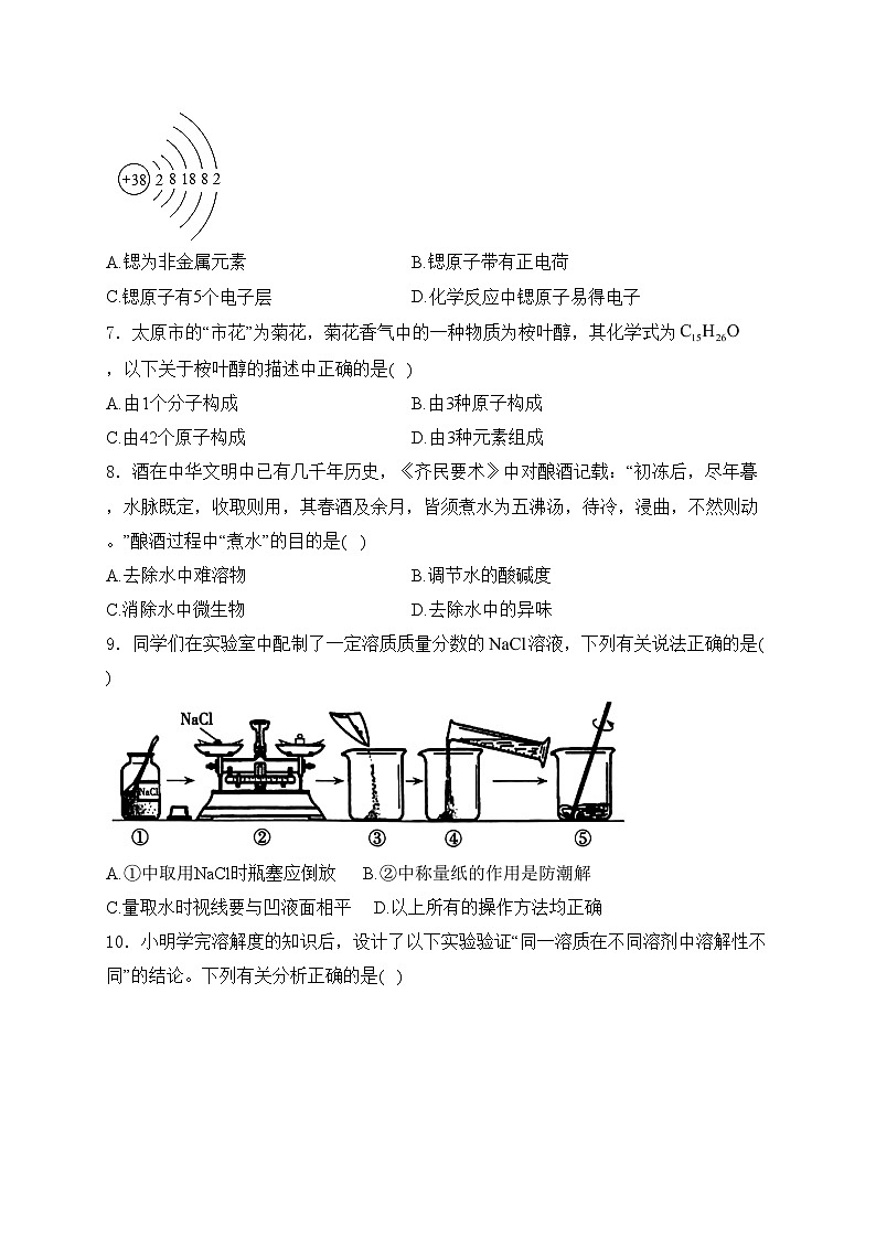 山西省太原市2024届九年级下学期中考二模化学试卷(含答案)第2页