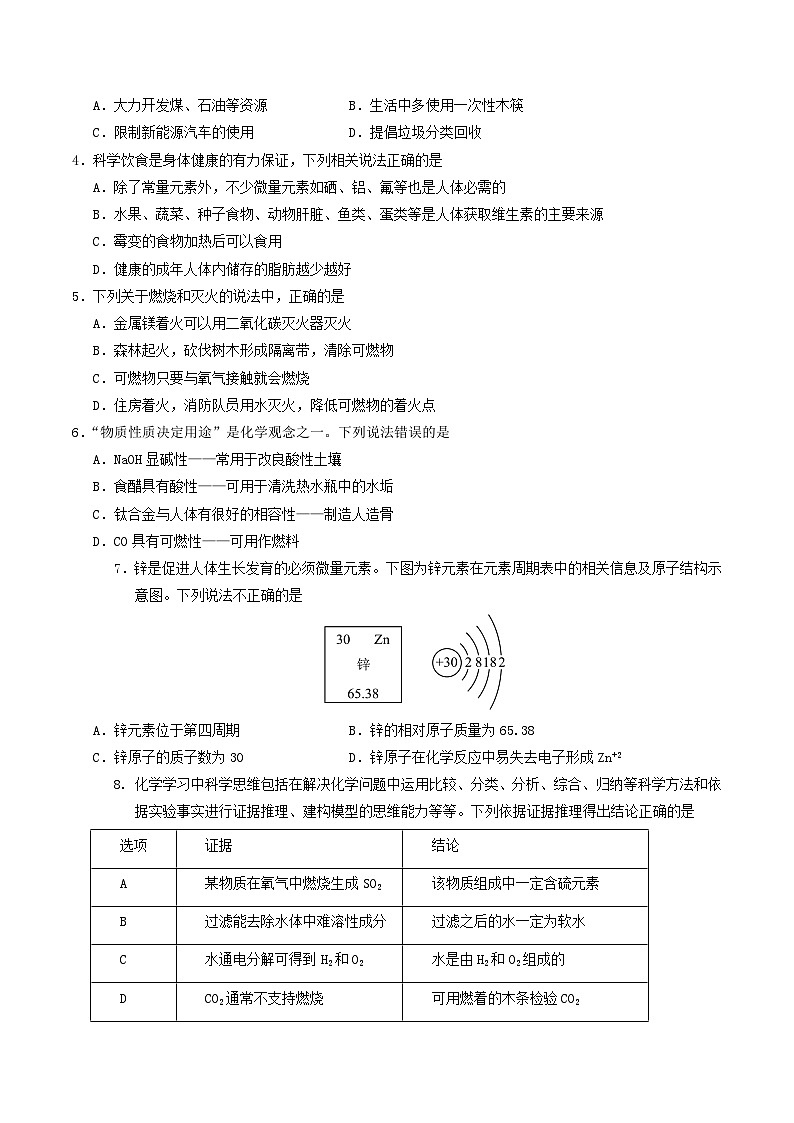 2024年中考第三次模拟考试题：化学（济南卷）（考试版）第2页