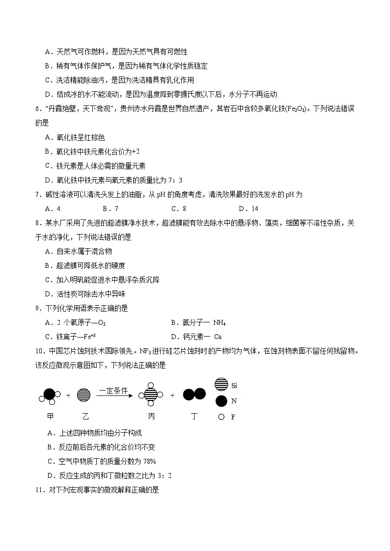 2024年中考第三次模拟考试题：化学（全国通用）（考试版）第2页