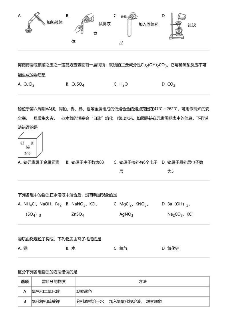 2024年河南信阳光山县中考二模化学试卷第2页