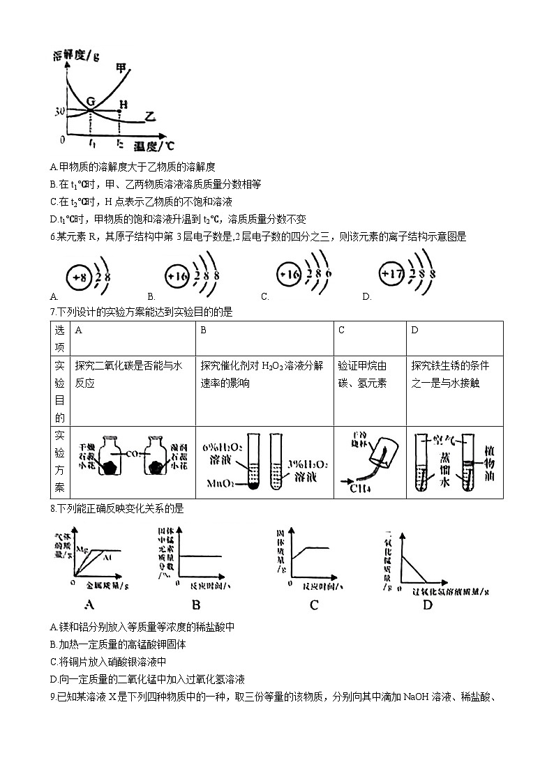 2024年甘肃省武都区部分学校中考二模考试化学试题02