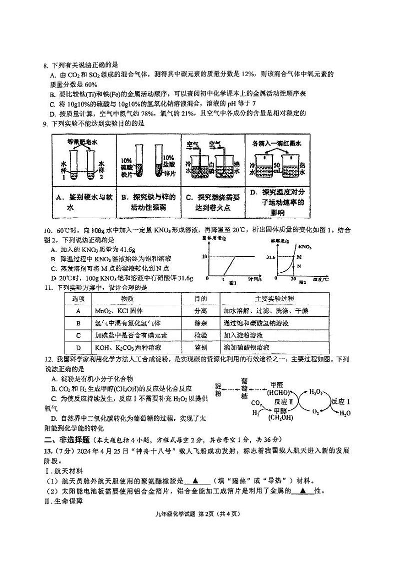 2024年江苏省连云港市外国语学校中考二模化学试卷第2页