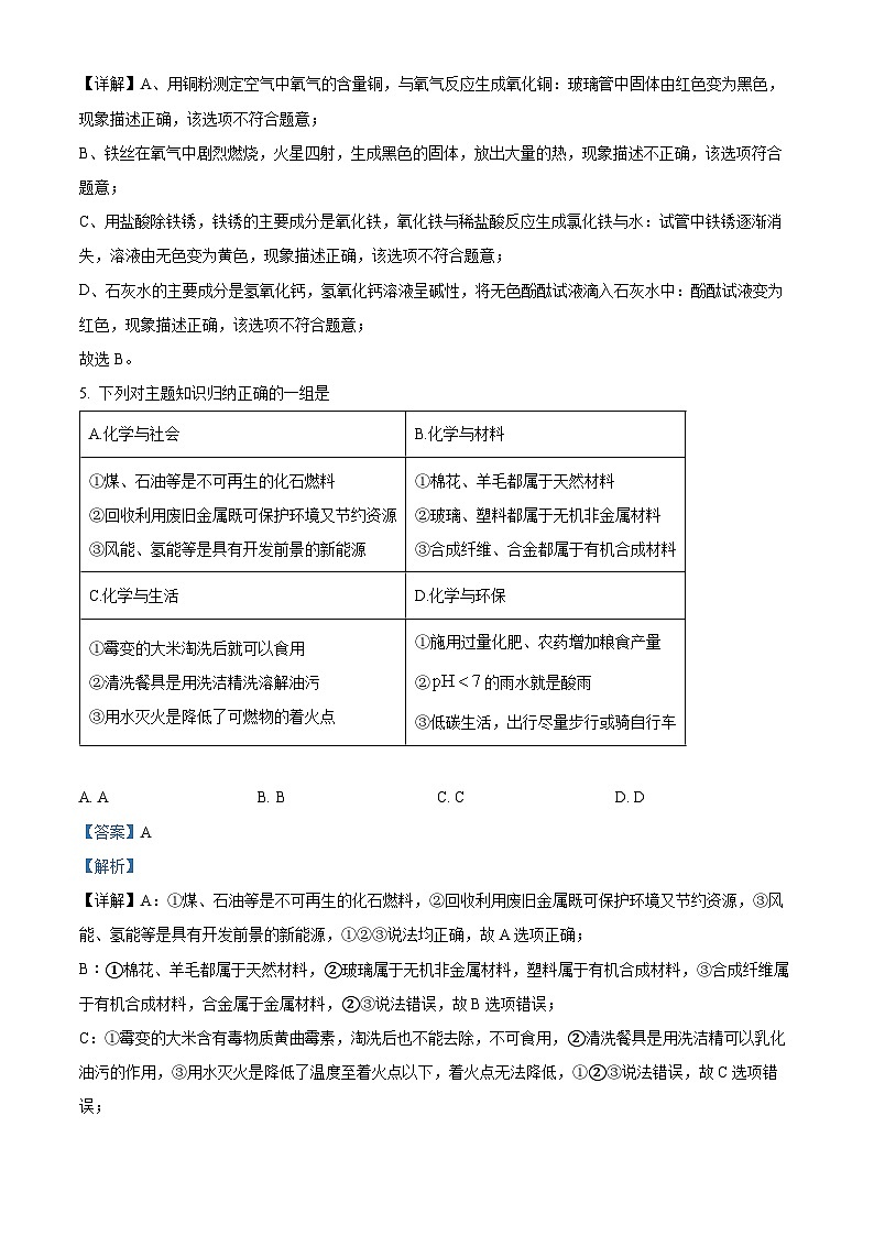 2024年江苏省宿迁市沭阳县中考一模化学试题03