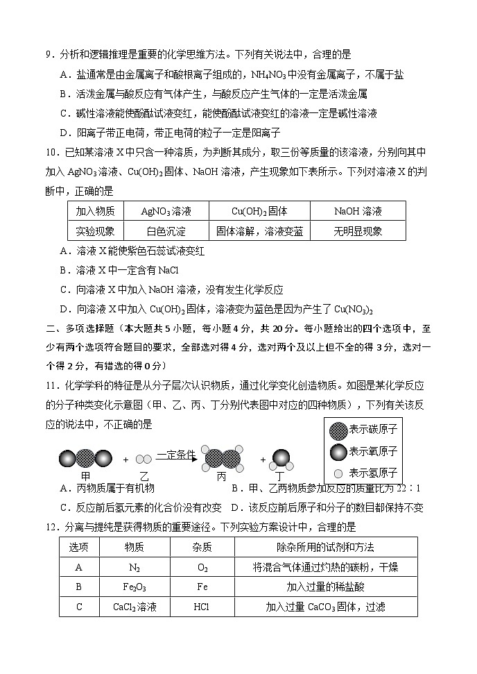 09，2024年5月山东省济南市天桥区九年级学业水平考试二模化学试题第3页