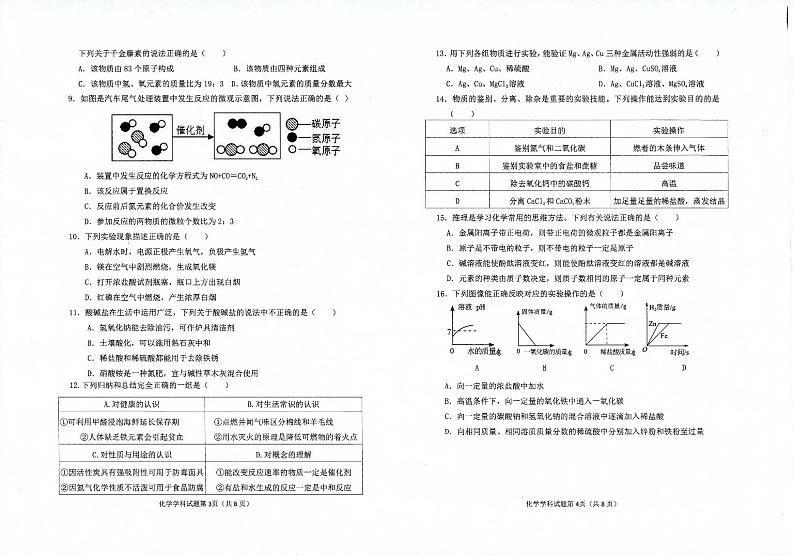 2024年5月聊城市运河教育联合体模拟训练-九年级化学仿真训练第2页