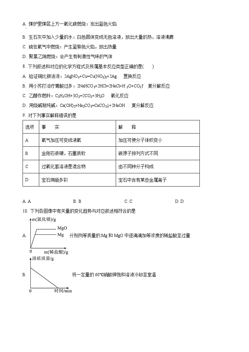 2024年黑龙江省哈尔滨市松北区九年级二模理化综合试卷　-初中化学（原卷版+解析版）03