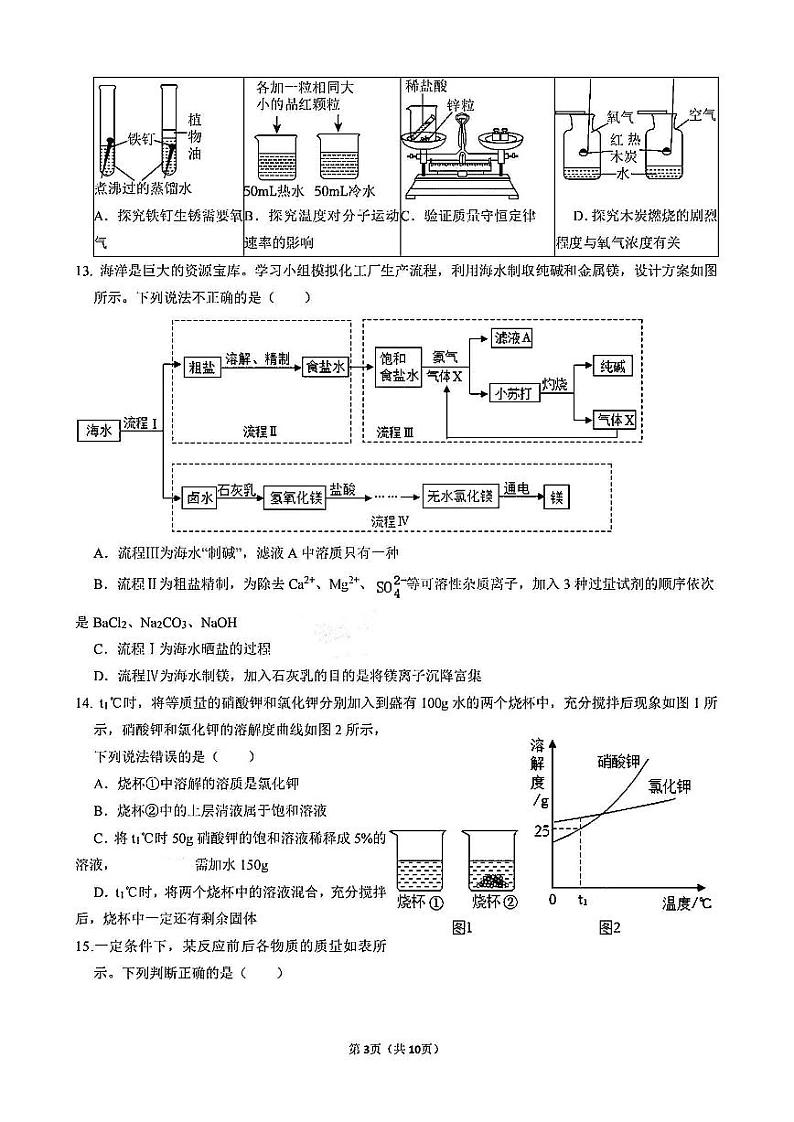 2024年山东省泰安市第六中学中考二模化学试卷第3页