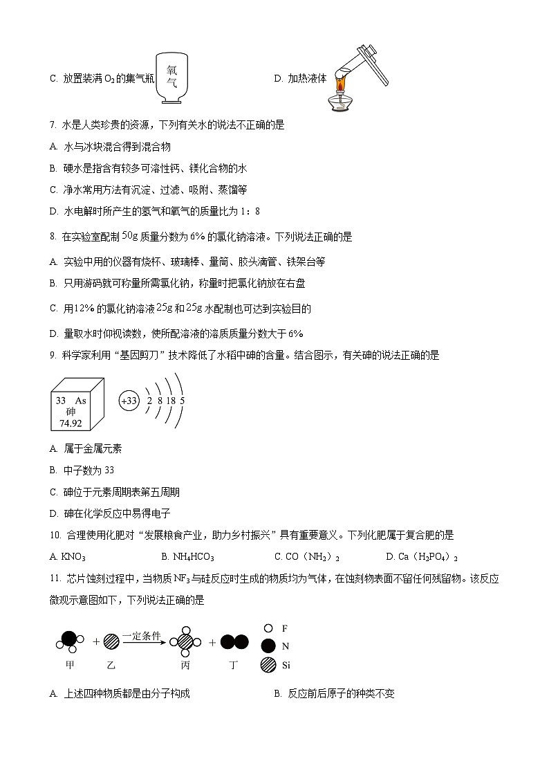 2024年河南省平顶山市郏县中考第三次模拟测试化学试题（原卷版）第2页