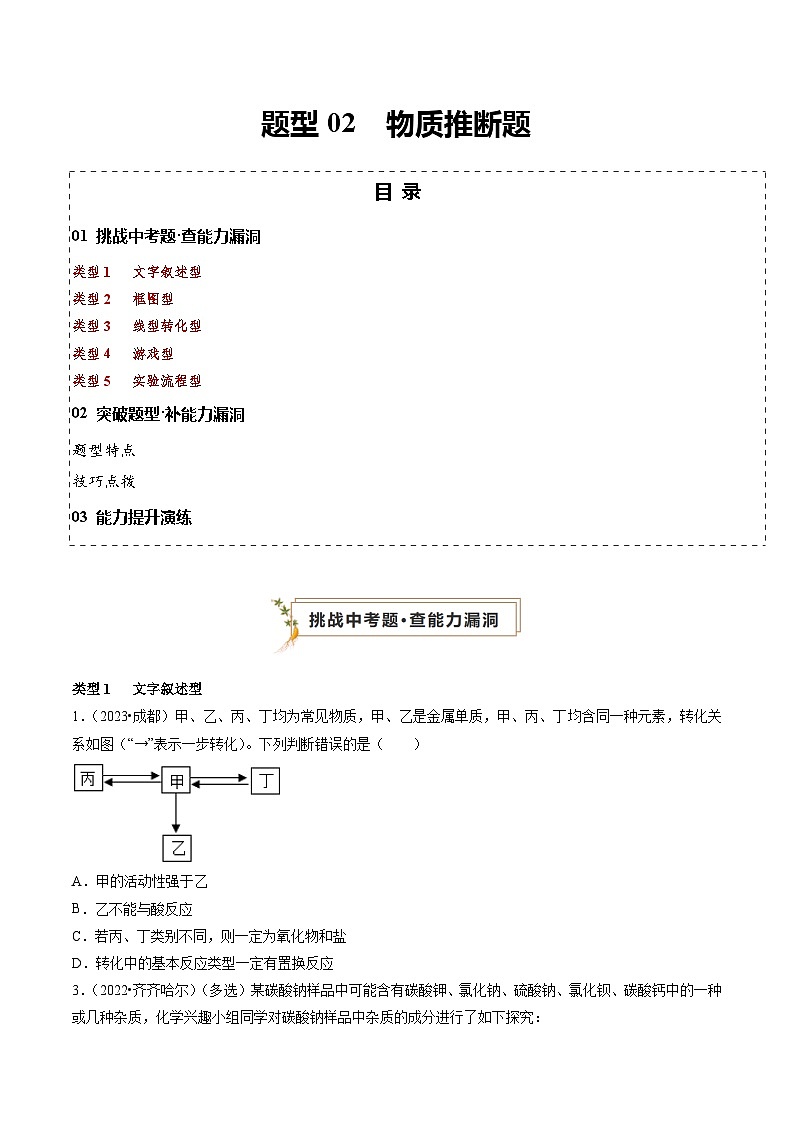 题型02 物质推断题（原卷版）第1页