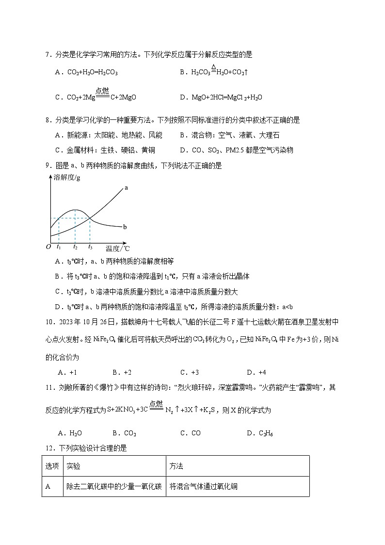 2024年河南省平顶山市叶县中考第三次模拟测试化学试题02