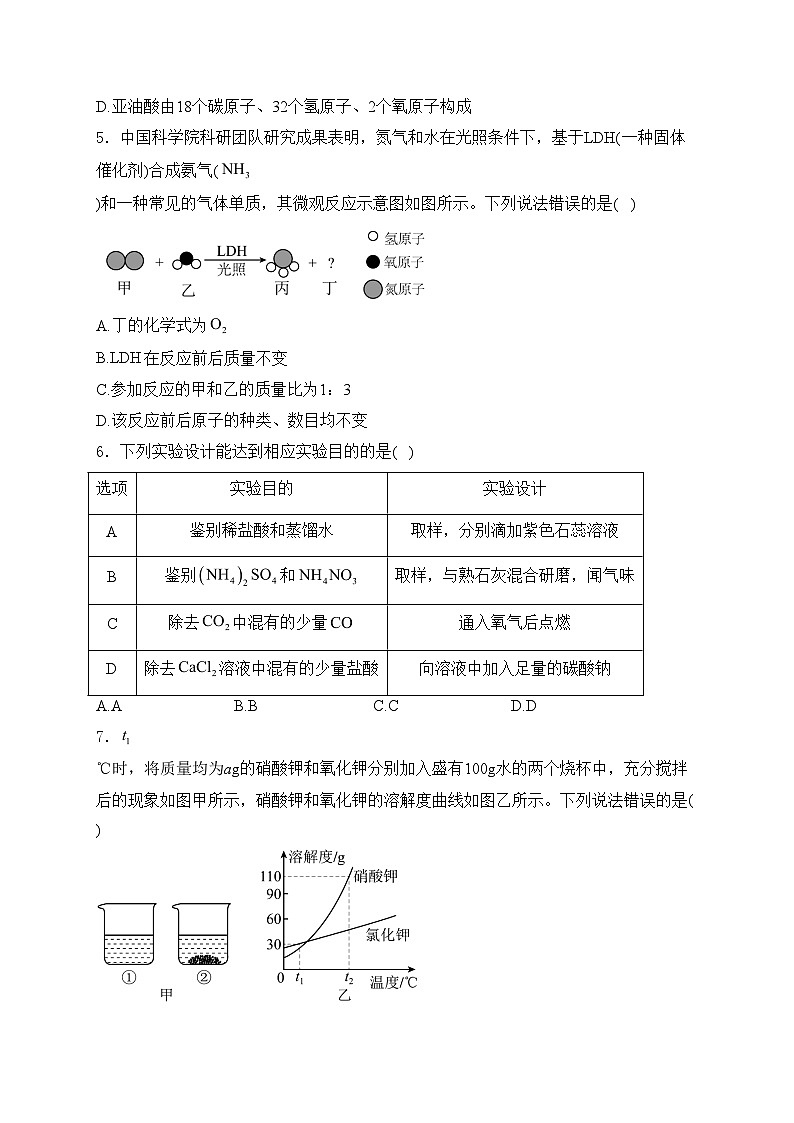 河北省唐山市2024年九年级中考二模化学试卷(含答案)02