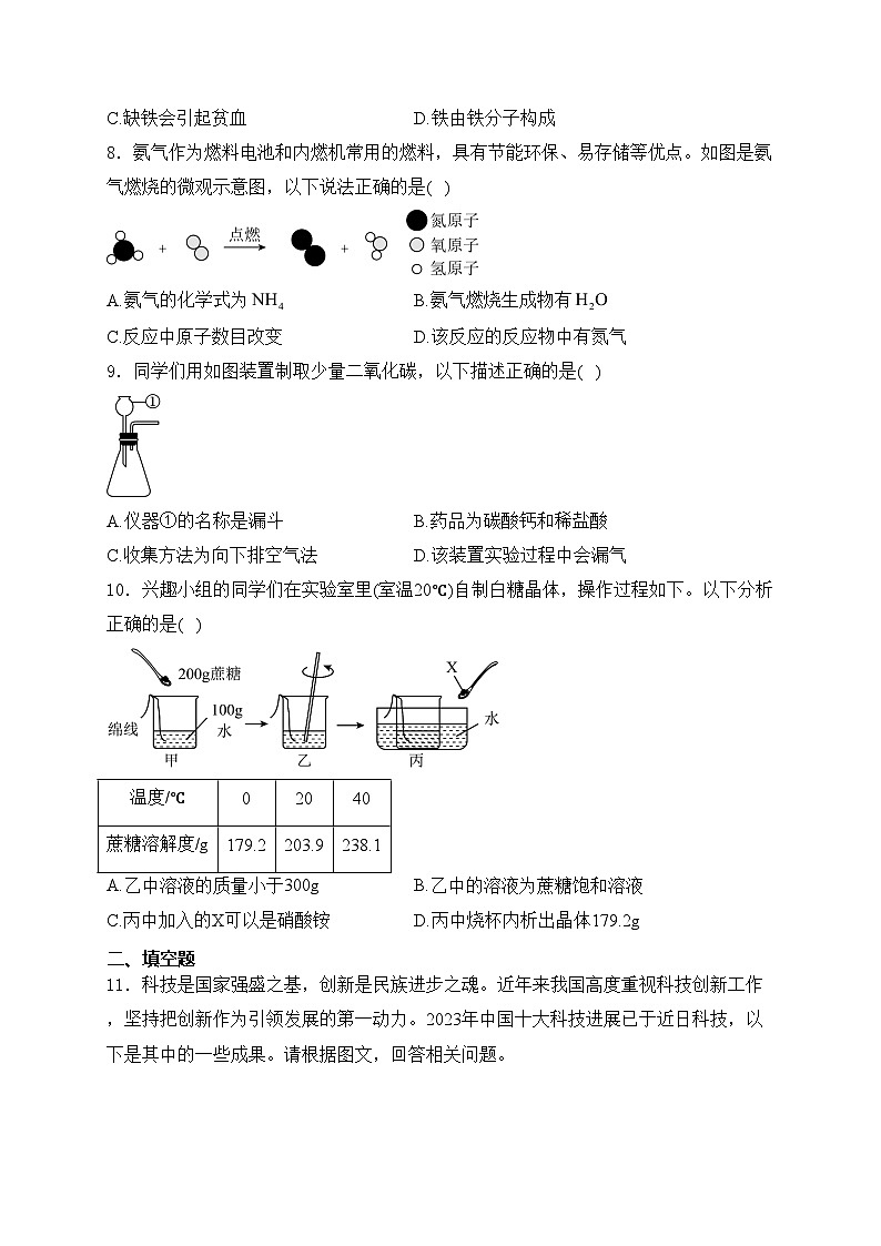 山西省晋城市2024年中考一模化学试卷(含答案)02