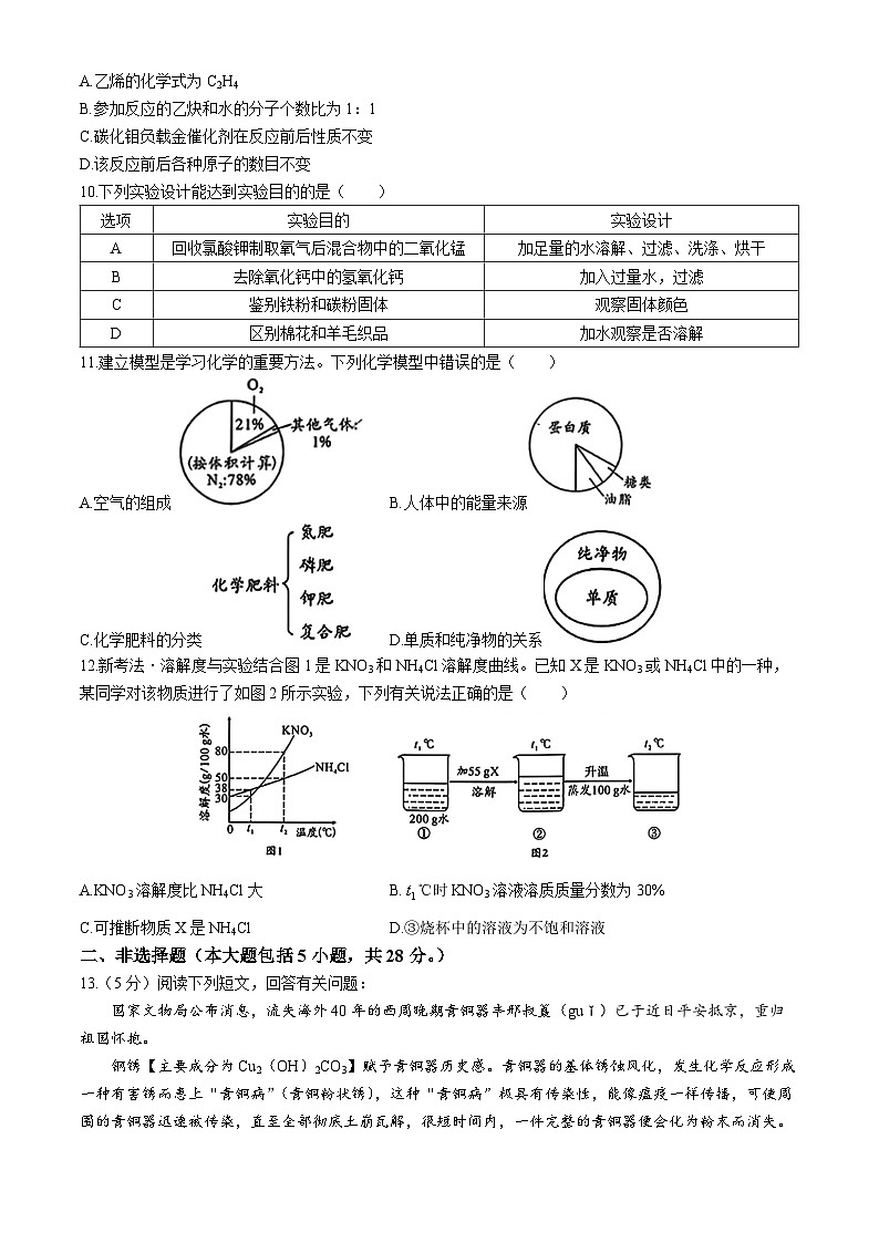 2024年安徽省合肥市多校联考中考夺魁考试（三模）化学试题03