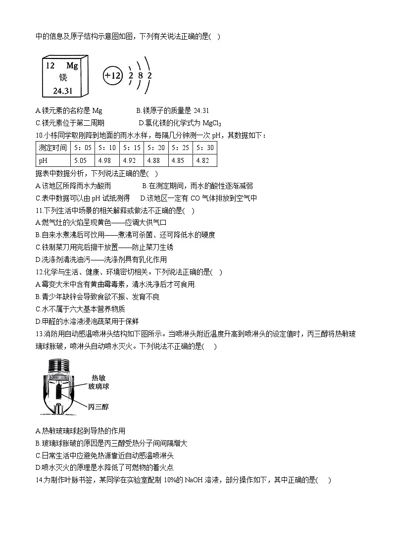 2024年云南省昆明市西山区中考二模化学试题02
