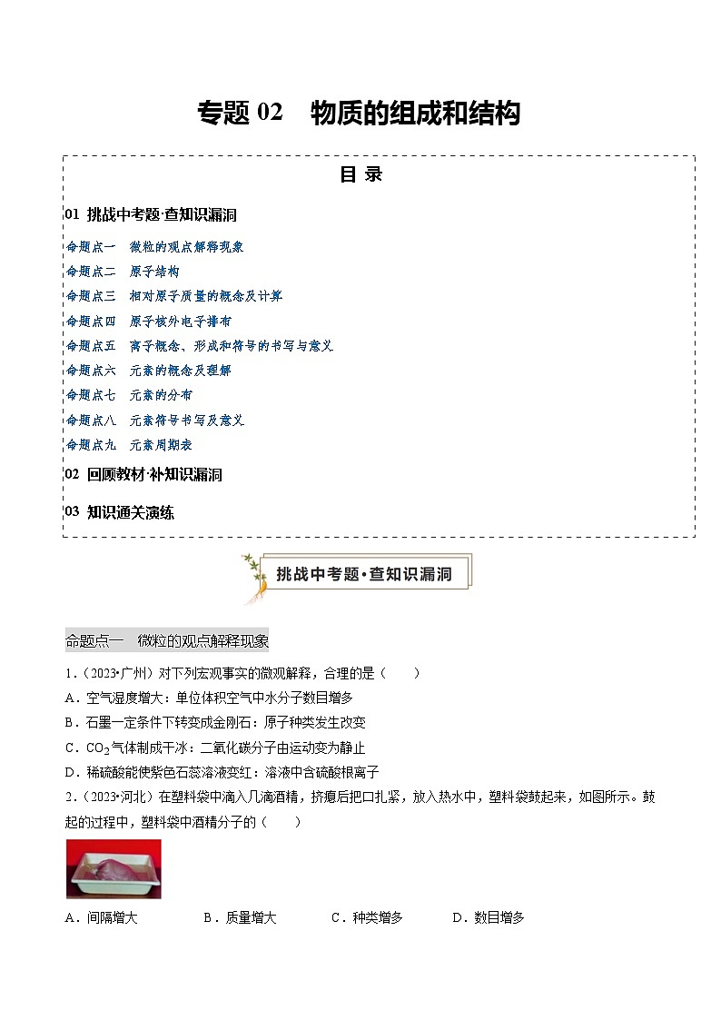 专题02 物质的组成和结构（原卷版）第1页