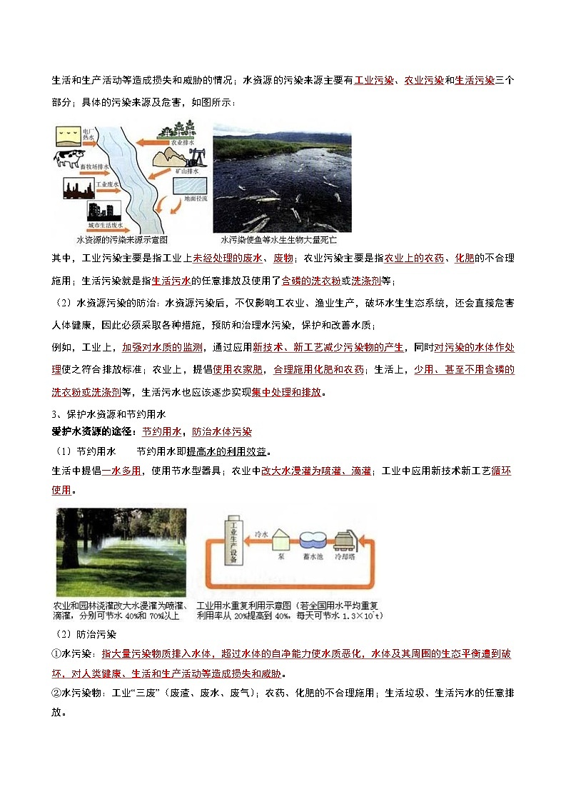 2024年人教版化学九年级上册4.1 爱护水资源（考点解读）（原卷版+解析版）02