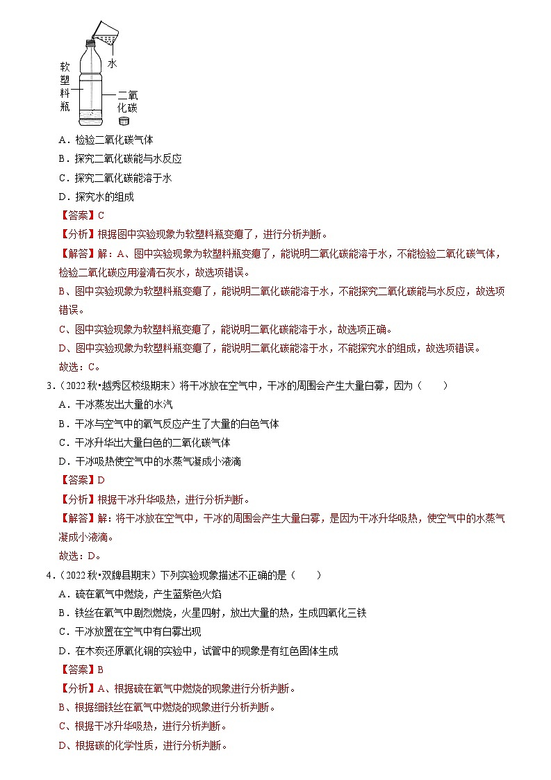 6.3 二氧化碳和一氧化碳（专题训练）【八大题型】（解析版）第2页