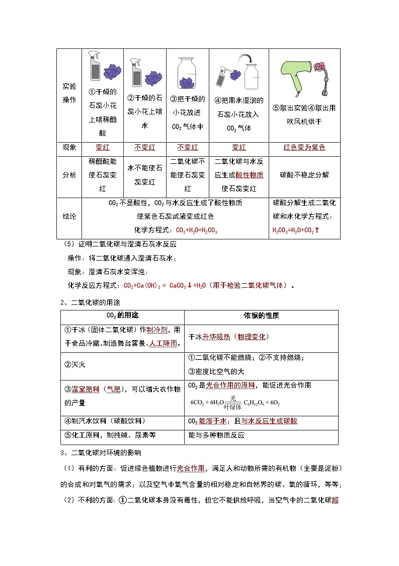 6.3 二氧化碳和一氧化碳（第1课时）（考点解读）（原卷版）第2页
