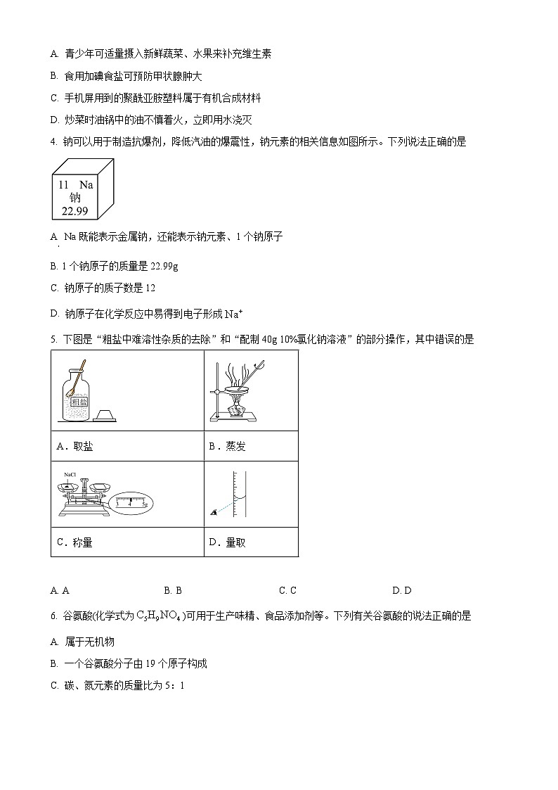 2024年安徽省合肥市部分学校中考模拟预测化学试题（原卷版+解析版）02