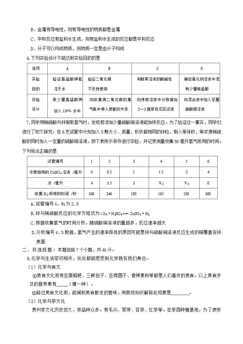 2024年云岩区中考二模化学试题02