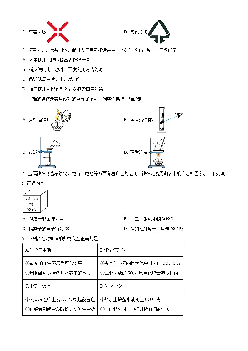 2024年广东省河源市中考二模化学试题（原卷版+解析版）02