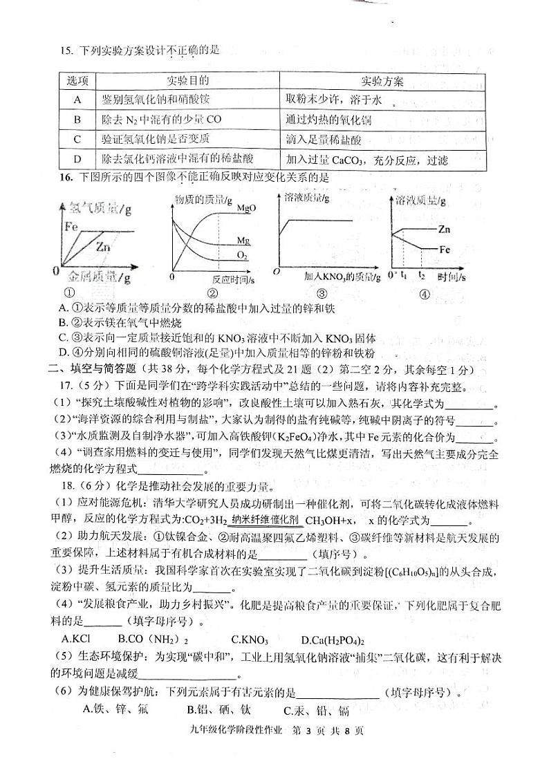 2024年山东省临沂市沂水县中考二模化学试题03