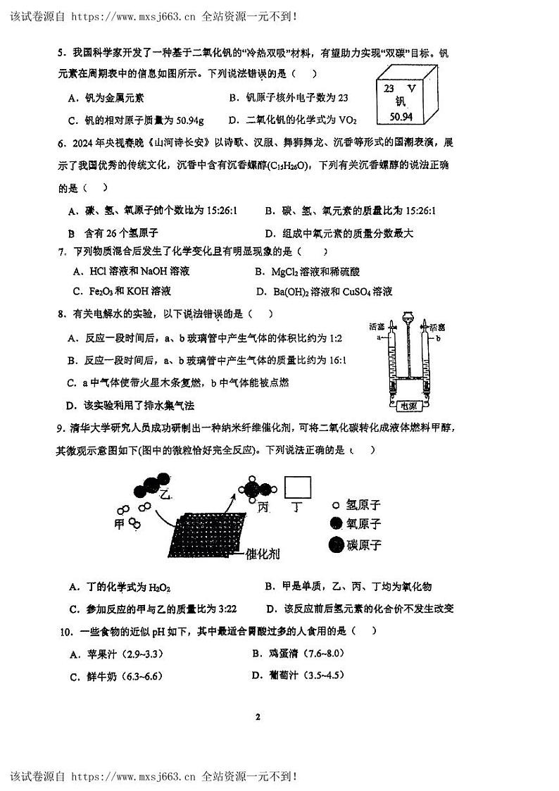 11，广东省广州大学附属中学2023-2024学年九年级下学期5月质量检查化学试题02