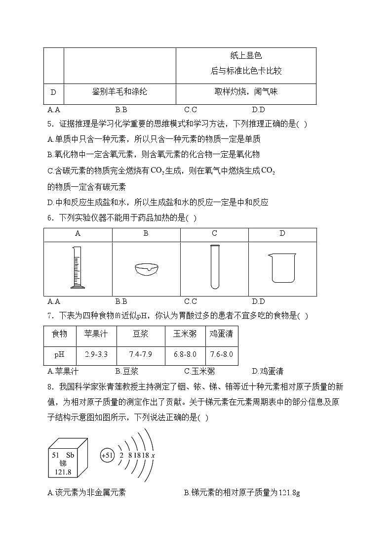四川省乐山市沙湾区2024届九年级下学期中考模拟化学试卷(含答案)第2页