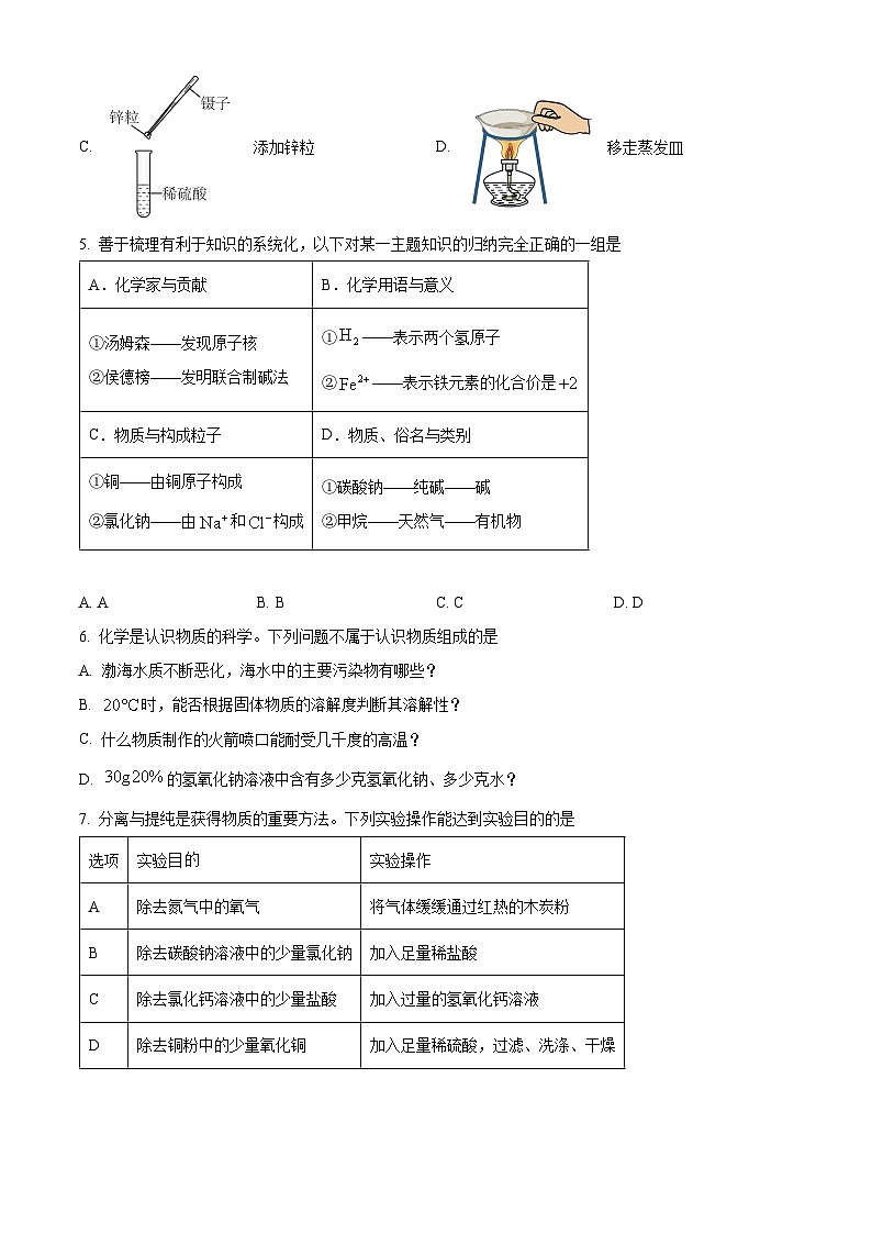 2024年山东省威海市乳山市中考一模化学试题（原卷版+解析版）02