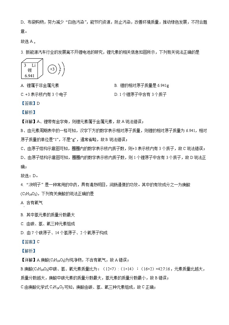 2024年安徽省芜湖市无为市多校中考三模化学试题（原卷版+解析版）02
