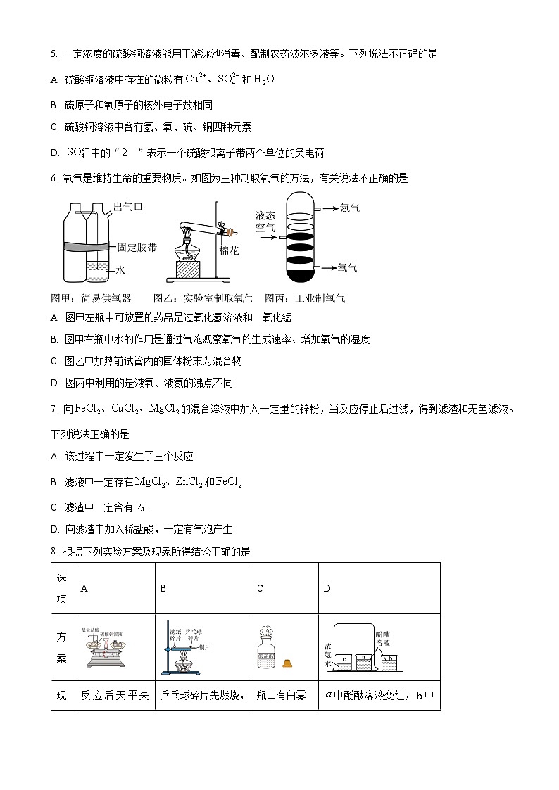 2024年陕西省西安市阎良区中考三模化学试卷（原卷版+解析版）02