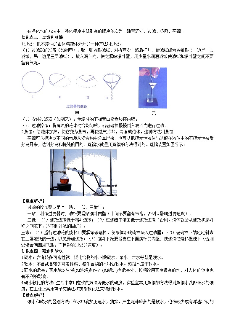 化学（人教版）九年级上册同步课堂讲义：4.1-4.3 爱护水资源、水的净化和组成02