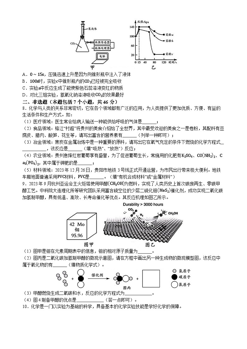 2024年贵州省贵阳市息烽县中考一模考试化学试题02