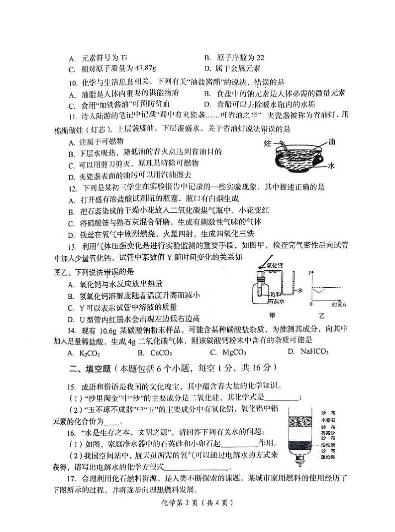 2024年河南省洛阳市九年级中考三模化学试卷第2页