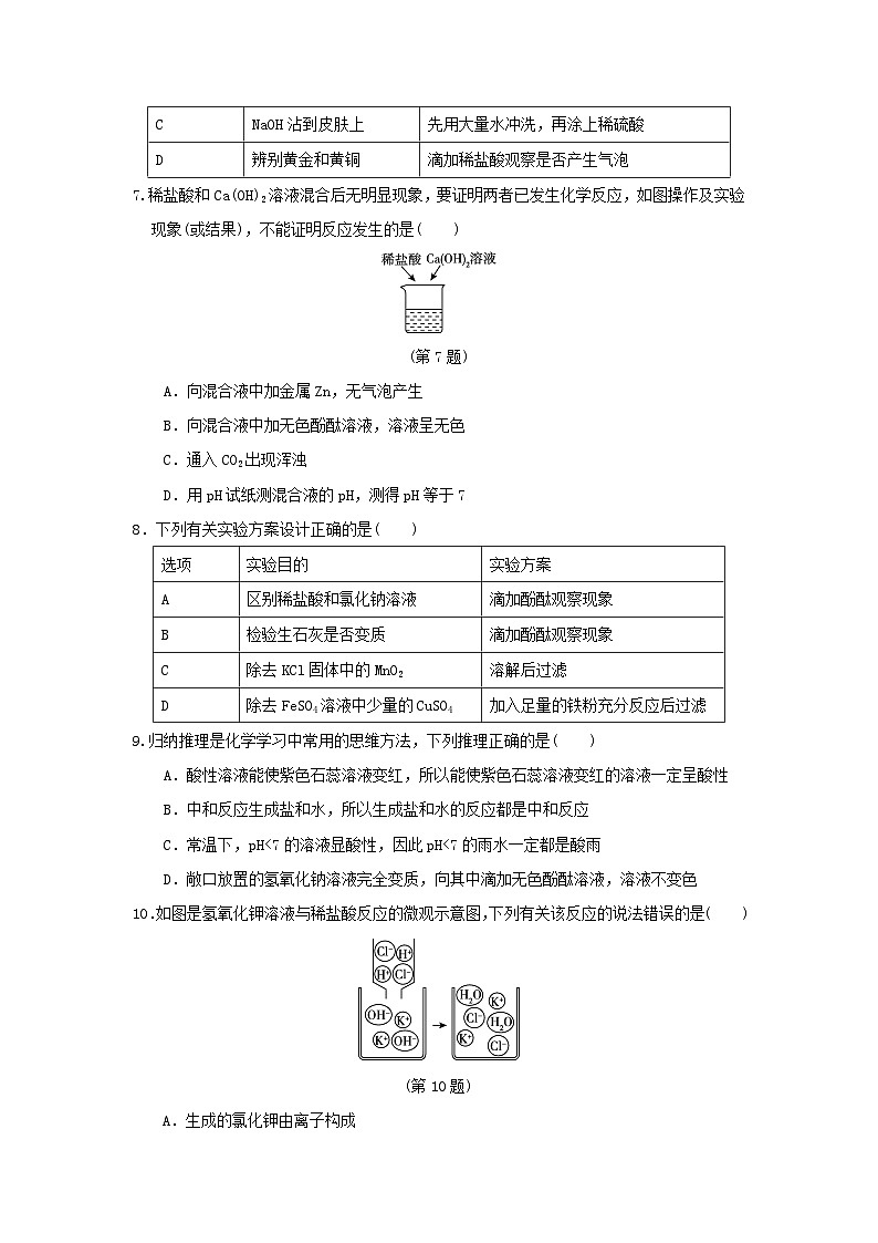 安徽省2024九年级化学下册第十单元酸和碱学情评估试卷（附答案人教版）第2页