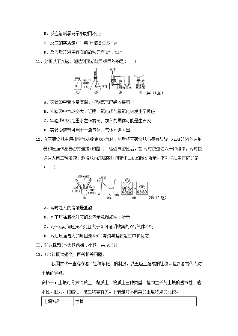 安徽省2024九年级化学下册第十单元酸和碱学情评估试卷（附答案人教版）第3页