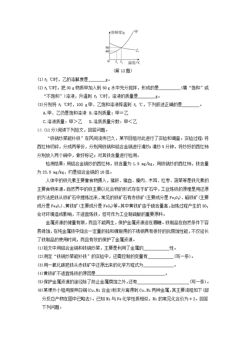 辽宁省2024九年级化学下学期期末学情评估试卷（附答案人教版）第3页