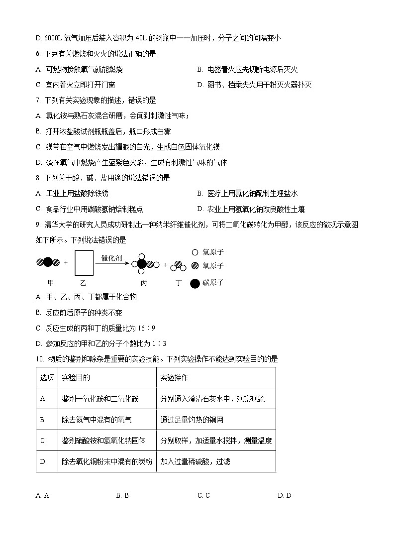 2024年吉林省白山市中考二模化学试题（学生版+教师版）02