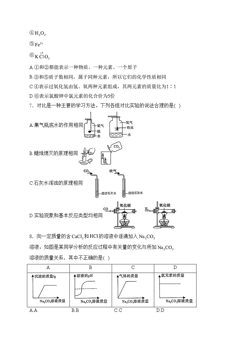陕西省咸阳市秦都区2024届九年级下学期中考二模化学试卷(含答案)02