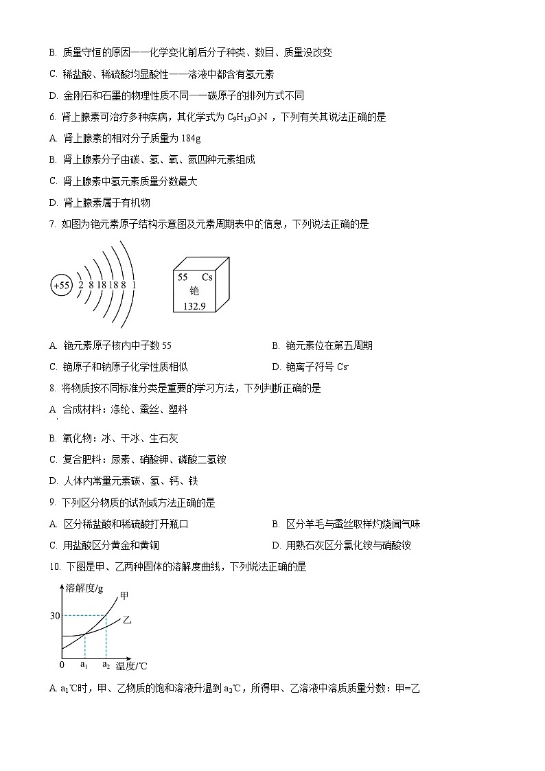 2024年河南省信阳市光山县中考三模化学试题（学生版+教师版）02