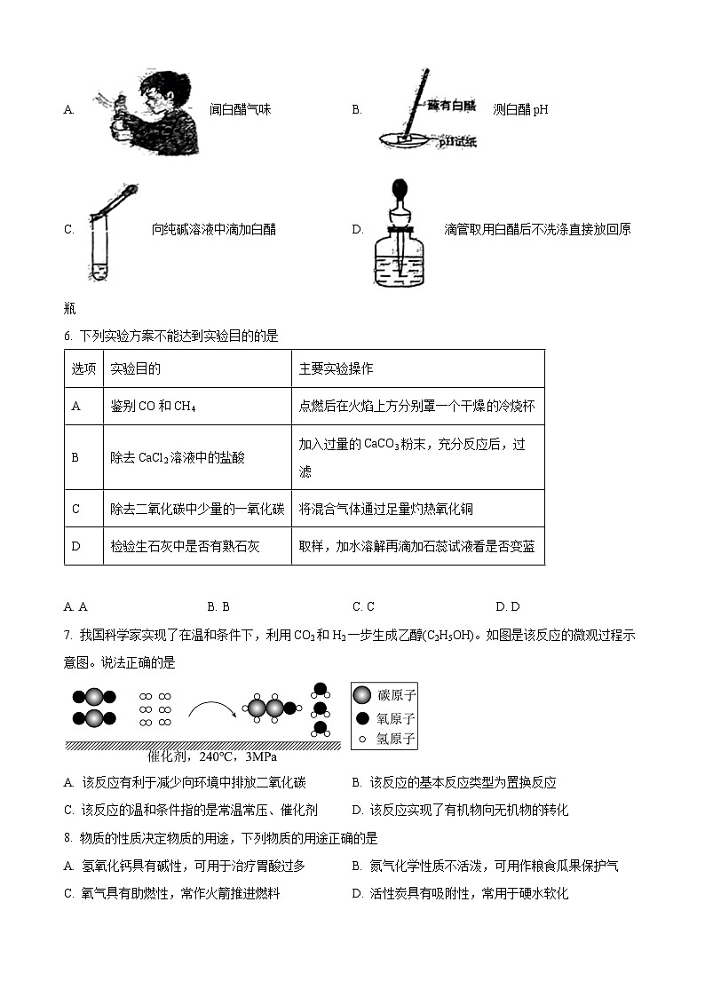 2024年安徽省合肥市寿春中学中考三模化学试卷 （学生版+教师版 ）02