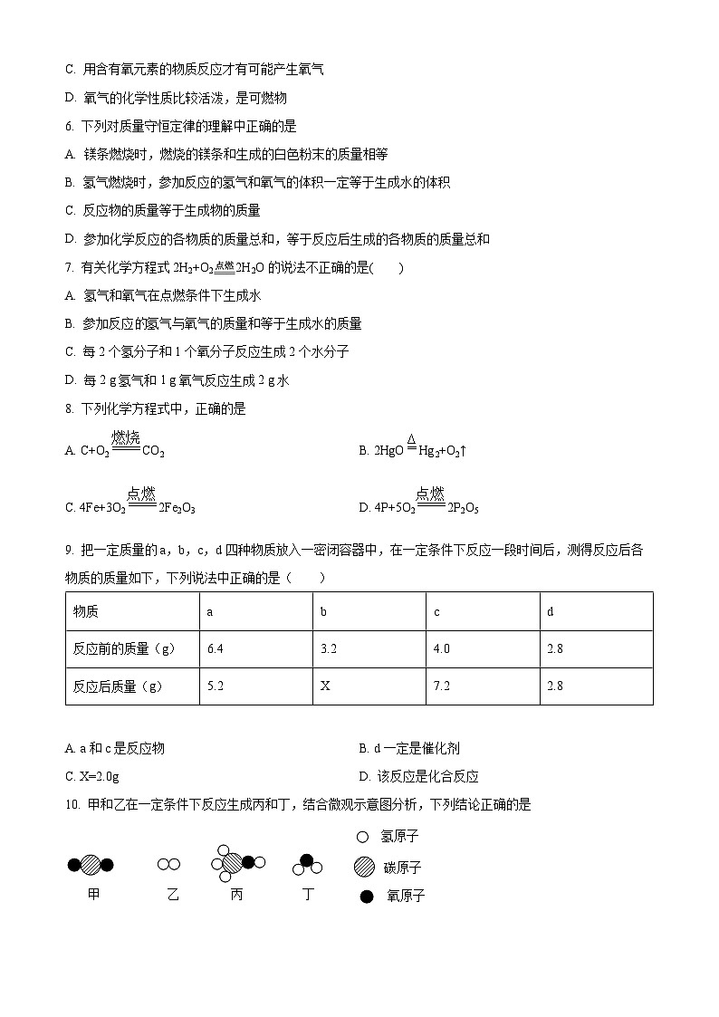 山东威海荣成石岛实验中学2023-2024学年八年级下学期（五四制）期中考试化学试题02