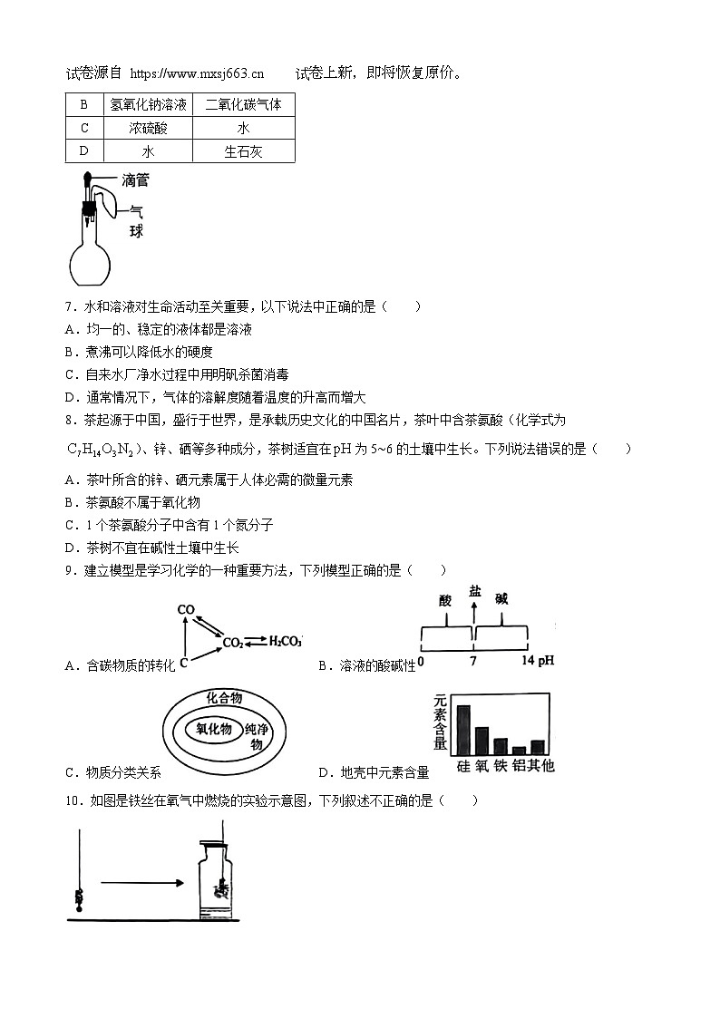 07，2024年山东省淄博市博山区中考二模化学试卷(无答案)02
