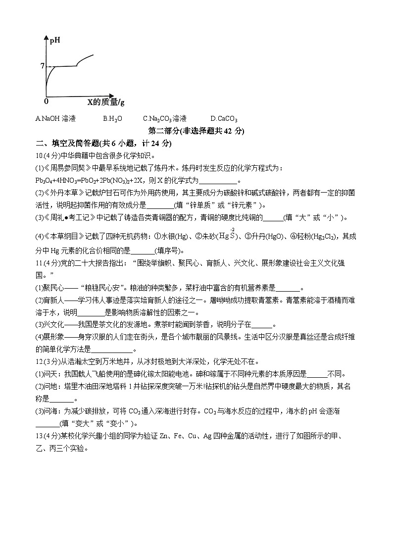 25，2024年陕西省延安市初中学业水平考试化学临考冲刺卷(C)D03
