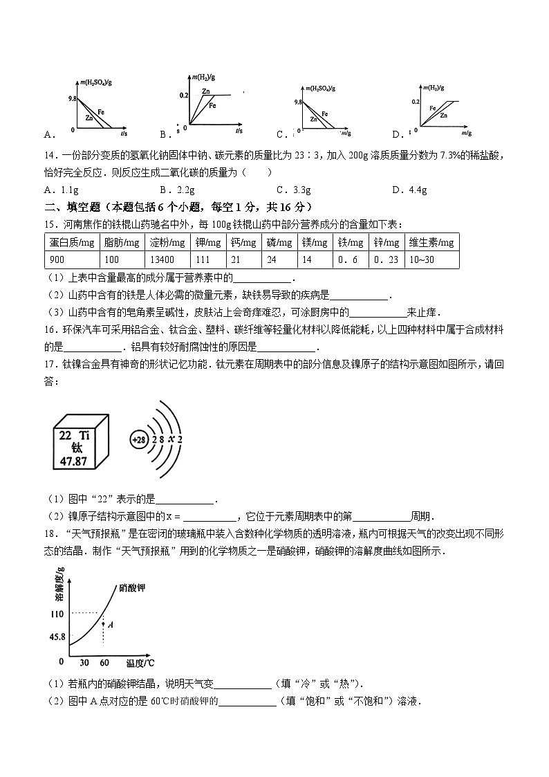 10，2024年河南省南阳市第十三中学中考三模化学试题第3页